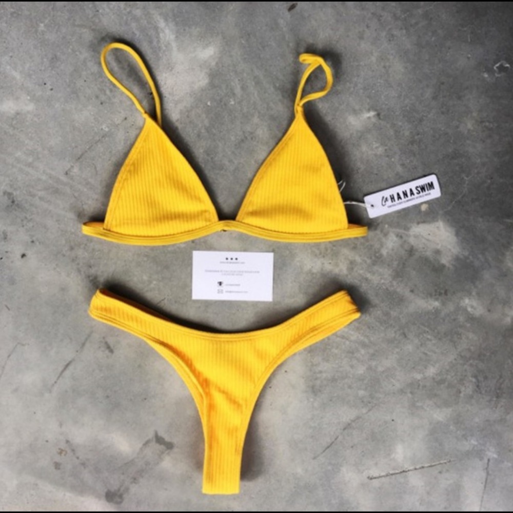 Yellow Thong Bikini Swimsuit
